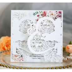 White Square Invitation Card Laser Marriage Card Wholesale 